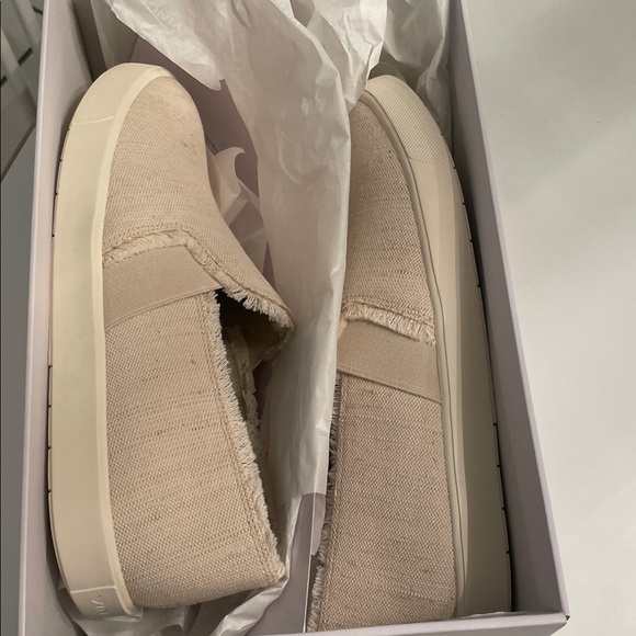 Vince Beige Canvas Slip-On Sneakers